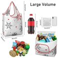 thumbnail image 3 of 5 Pack Foldable Shopping Bag,Multicolor Christmas Snowflake Pattern Reusable Grocery Bags with Pockets,Large Reusable Tote Bags with Handles Waterproof & Lightweight, 3 of 6