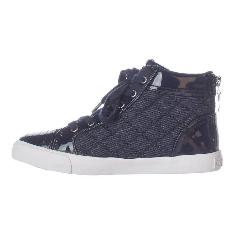 Womens G by Guess Side Zip Quilted High Top Fashion Sneakers - Dark Blue - Walmart.com