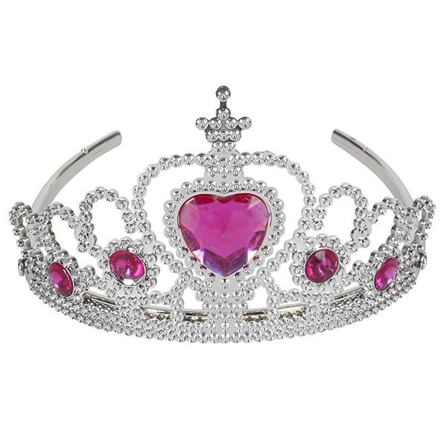 Veil Entertainment Princess Jeweled Heart Tiaras, Silver Pink, One Size