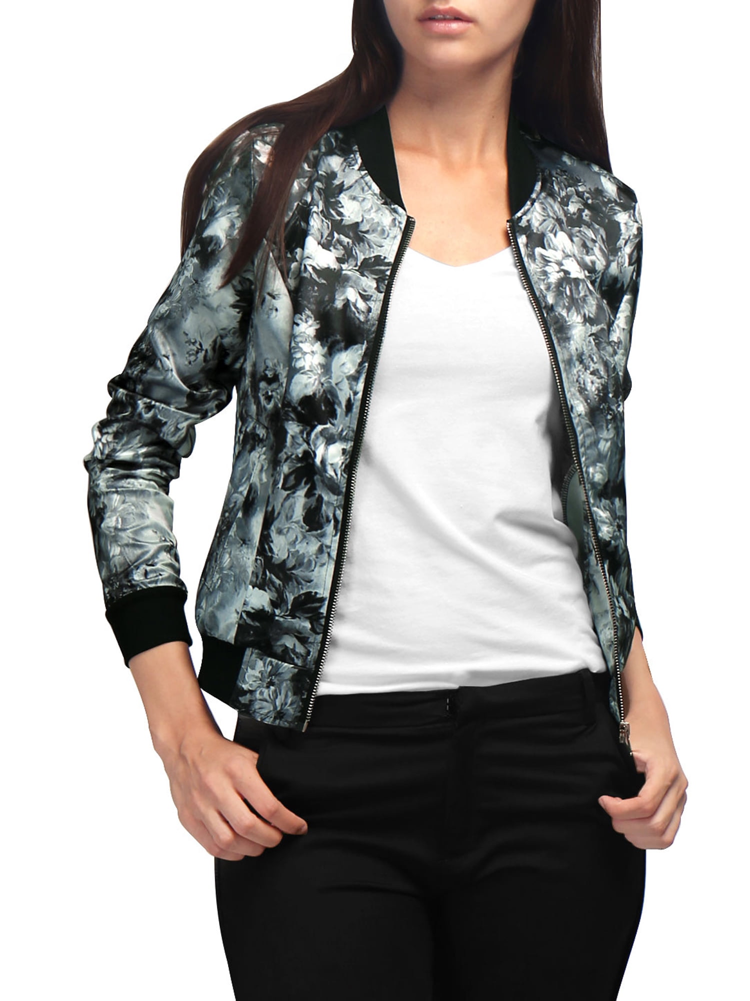 Download Unique Bargains - Women's Long Sleeve Floral Print Satin ...