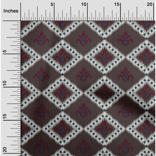 oneOone Polyester Lycra Fabric Argyle Ikat Printed Fabric 1 Yard 56 Inch Wide