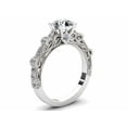 thumbnail image 5 of HeartsAndYou 2ct Round Moissanite Solitaire with Accent Vintage Inspired Milgrain Ring 18k White Gold over Silver, 5 of 9