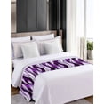 thumbnail image 4 of Xipuska Purple Striped Ombre Bed Runners for Cal King Size Bed, Decorative Bed Throws for Foot of Bed, Modern Purple Moire Geometric Bed Runner Sofa Throw Bedding Scarf Slipcover for Bedroom, 4 of 6