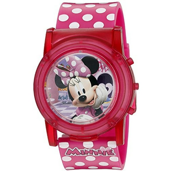 Disney Minnie Mouse Boutique - Reloj musical LCD Pop (modelo: MBT3714SR), color rosa Accutime Accutime