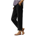 thumbnail image 2 of Wide Leg Pants for Women Linen Cotton Casual Lightweight Elastic Waist Drawstring Pantswith Pockets Solid Color Ruffle Long Pants, 2 of 6