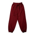 thumbnail image 6 of BRELIL Men Plus Size Harem Pants Loose Flowy Boho Lounge Trousers Drawstring Waist Vacation Casual Long Pants Solid Summer Fashion Outfits, Red XL, 6 of 6