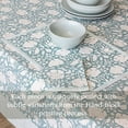 thumbnail image 3 of over&back Hand-Screened Tablecloth - Dining Table Cover - Each Tablecloth is Unique - 100% Cotton - Machine Washable - Kitchen and Home Decor - Blue Floral - 70x108, 3 of 10
