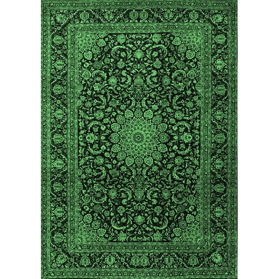 Ahgly Company Indoor Rectangle Medallion Emerald Green Traditional Area Rugs, 8' x 10'