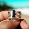 thumbnail image 4 of Black Onyx Ring 925 Sterling Silver Ring Two Tone Spinner Ring Handmade Ring Wide Band Ring Meditation Band Spinning Band Thumb Rings Wedding Gift Ring || Ali Baba Jewellery, 4 of 5