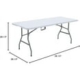 thumbnail image 3 of 180CZ Folding Table 6 Foot Plastic Folding Table Indoor & Outdoor for Picnic, Camping,BBQ and Party, with Powder Coated Steel Legs and Built in Carry Handle, White, 3 of 9