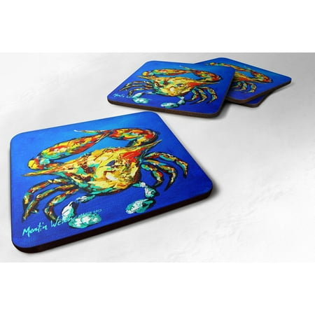 

Carolines Treasures MW1021FC Crab Criss Crow Foam Coaster Set of 4 3 1/2 x 3 1/2 multicolor