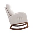 thumbnail image 4 of Rocking Chair Nursery, Modern Glider Rocking Chair with Headrest and Thicken Wood Base, Upholstered Nursing Armchair for Living Room, Bedroom, Beige, 4 of 9