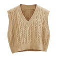 thumbnail image 2 of Sleeveless Women V-neck Knit Crop Sweater Vest Casual Argyle Knit Vest, 2 of 5