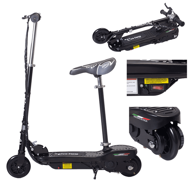 Scooter Patín Eléctrico Infantil Con Asiento Eco-Forte 120W 12km/h Negro AEIOU