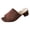 Brown, variant on Women's Lightweight Heeled Sandals Fashion Square Open Toe Backless Mules Chunky Block Low Heel Slip On Slides Dress Shoes Brown Size9