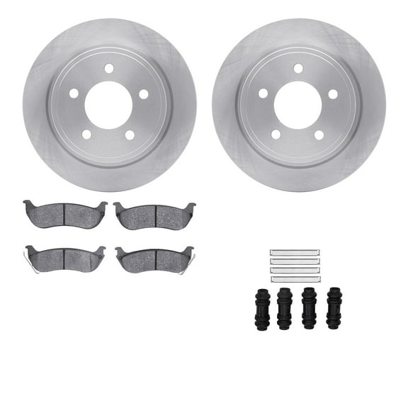 Dynamic Friction Company Rear Brake Rotors with 5000 Advanced Brake Pads includes Hardware 6512-39185