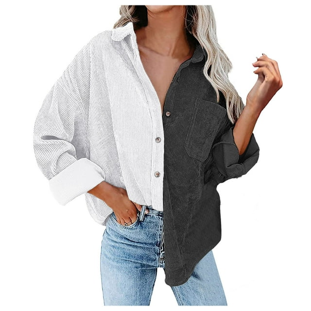 Pompotops Veste à Manches Longues avec Poches et Boutons pour Femmes