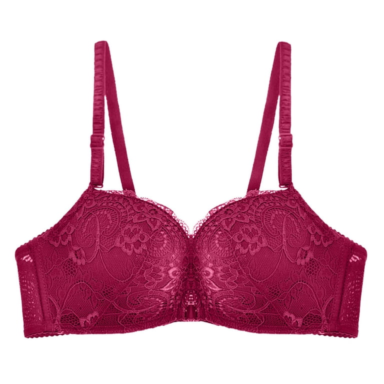 EHQJNJ Red Bralette Top Push up Women's Plus Size Anti Sagging Gathered  Double Without Steel Ring Thin Rose Print Bra Sports Bra High Impact