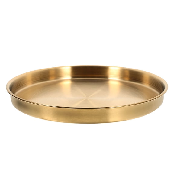 KALLORY Golden Stainless Steel Plate Durable for Home Use Steak and Sashimi