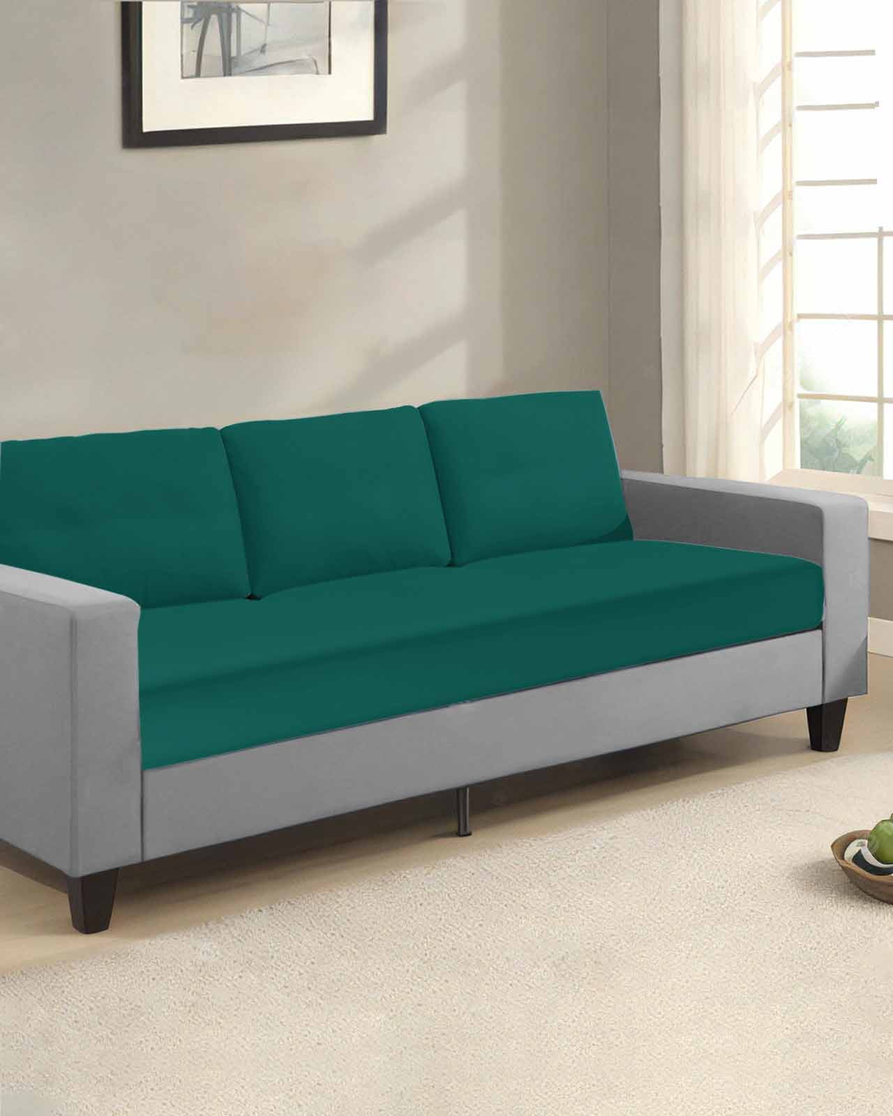 Dark Green Couch Cushion Covers Stretch, Washable Sofa Seat Covers Individual Seat Cushion Sofa Slipcovers Modern Pure Dark Green Couch Cover Furniture Protector S-1PCS