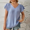 thumbnail image 2 of Otvok Summer Basic Tee Tops for Womens T Shirts Bubble Sleeve Crew Neck Shirts Casual Blouse, 2 of 6