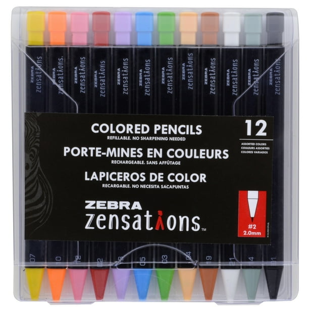 Zebra Zensations Mechanical Colored Pencils, 2.0mm Point Size, Assorted