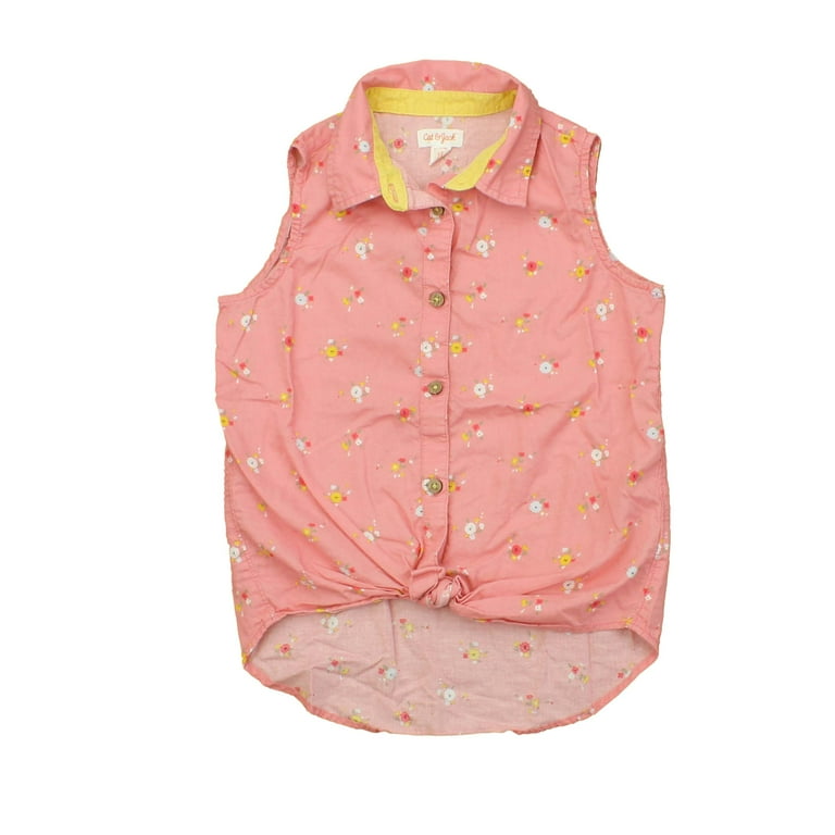 Pre-owned Cat & Jack Girls Pink  Floral Blouse size: 7-8 Years