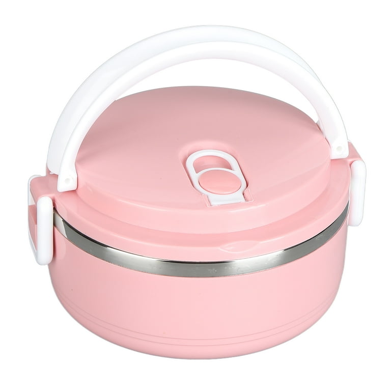 Brrnoo Stainless Steel Thermal Lunch Box, Stackable Hot Food Insulated Box  Round Sealed Food Containers Pink