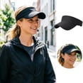 thumbnail image 2 of Unisex Lightweight Stretch Sun Visor Hat Portable Breathable Outdoor Cap for Running Tennis Golf Sports(Black,One Size), 2 of 7