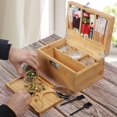 thumbnail image 6 of Large Bamboo Box with Combination Lock, Decorative Storage Box with Removable Tray & Detachable Compartment, Wooden Boxes with Alright Jars & Brushes & Storage Tubes as Great Gift Choice., 6 of 8