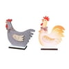 Asdomo Ornaments Figurines Roosters Wooden 2 Colors Easter Wood Gray/Gold Diy Craft Decorations
