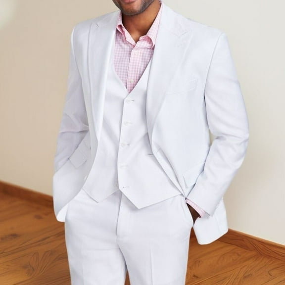 Tayion Collection Mens Classic Fit Solid Suit Separate Jacket White Size 40S NWT