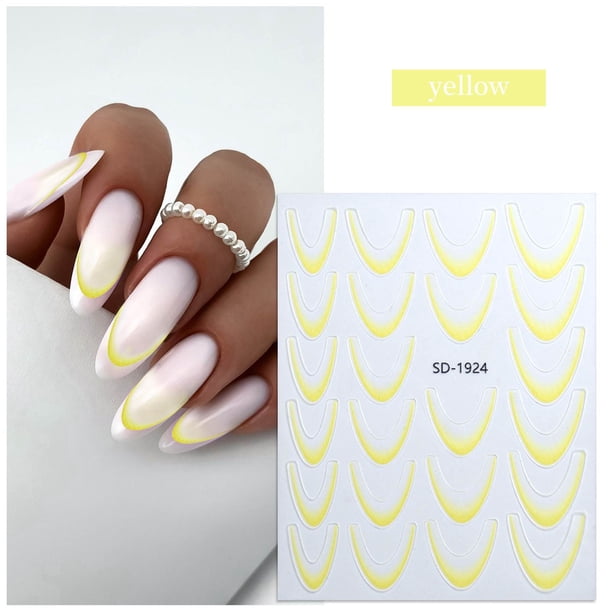 Pegatinas para uñas para decoración de uñas, pegatinas para uñas para mujeres, pegatinas para uñas de color sólido, pegatinas para uñas con degradado francés, pegatinas adhesivas para uñas en la parte