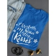 thumbnail image 3 of Christmas Wishes Mistletoe Kisses Snowflakes Around Women Royal Blue T-Shirt, Female XX-Large, 3 of 4