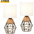 thumbnail image 4 of Woven Table Lamps Set of 2, Farmhouse Nightstand Lamps with White Shade, Modern Bedroom Living Room Lighting, 4 of 8