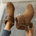 thumbnail image 6 of Women's Short Ankle Boots Low Heel Western Chelsea Dressy Slip on Booties Fall Winter Office Work Shoes, 6 of 9