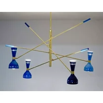 Adjustable 4 Arms With 8 Lights Stilnovo Chandeliers Sputnik Ceiling Light Fixture Brass With Powder Coat Finish