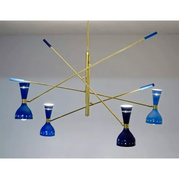 Adjustable 4 Arms With 8 Lights Stilnovo Chandeliers Sputnik Ceiling Light Fixture Brass With Powder Coat Finish