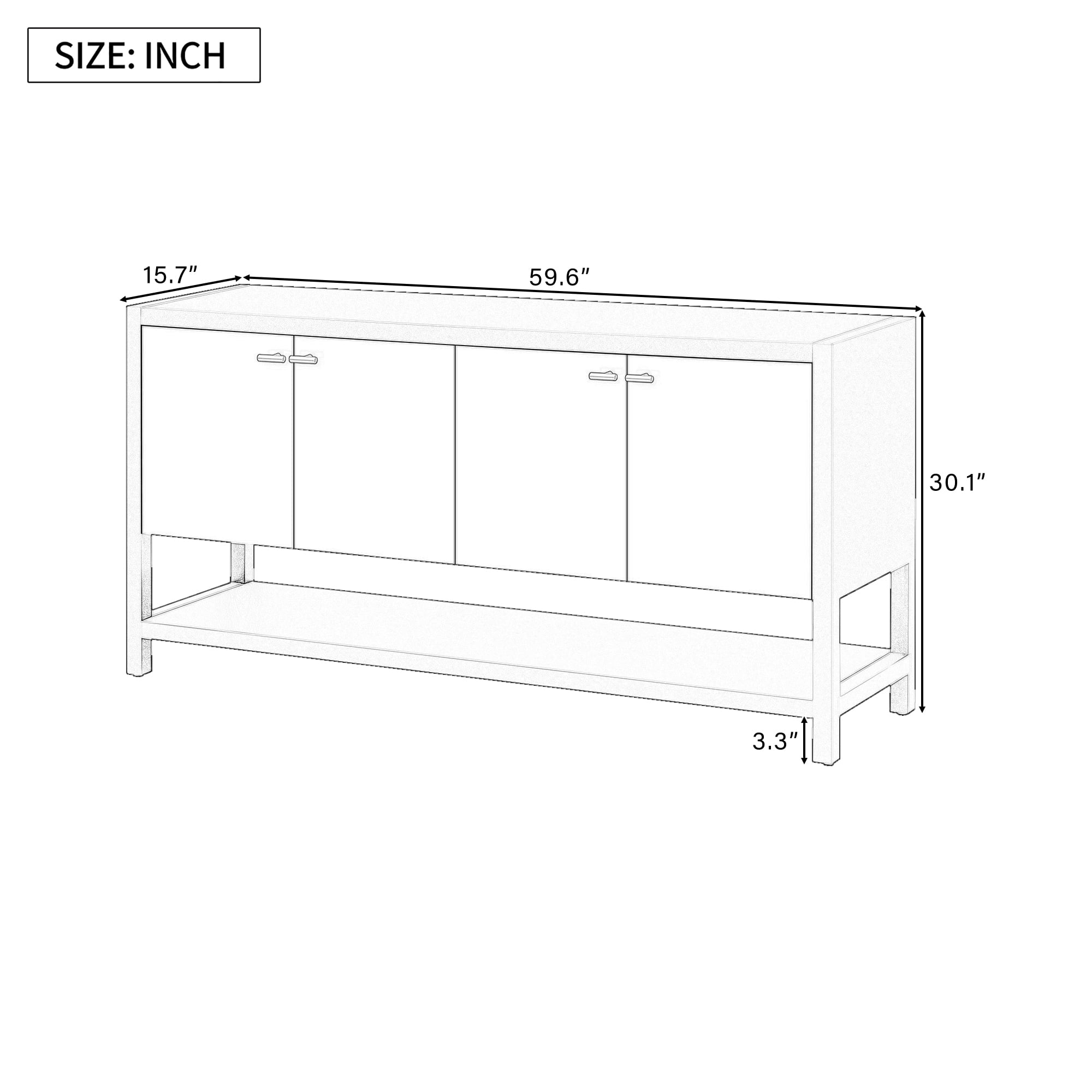 EUROCO 59.6" Long Console Table,Narrow Wood Sofa Table with 4 Doors,Wood Frame and Open Storage Shelf,Entryway Table for Living Room, Hallway, Foyer, Bedroom,Navy Blue
