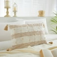 thumbnail image 2 of Better Homes & Garden 100% Cotton Plaid Stripe Oblong with Tassels and Poly Fill Insert, Beige, 14" x 24", 2 of 7