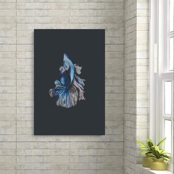 AE Betta Fish Contemporary Canvas Wall art (8X12 inch) | Framed Nature Canvas Wall Art Pictures & Photos for Living Room, Bedroom, Bathroom & Kitchen | UL & FSC Certified INK & Material | Made in USA
