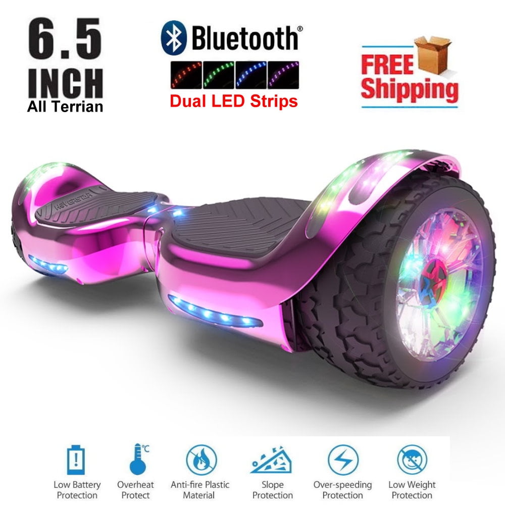 Charger Having Fun for Adults Kids Gift 6.5 Hoverboard All Terrain Off Road Electric Self Balancing Scooter with Bluetooth Speaker Front LED Light