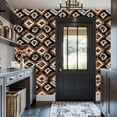 thumbnail image 3 of Aztec Peel and Stick Wallpaper Geometric Tribal Black White Brown Diamond Shapes Wall Mural 17.7in x 9.8ft Self Adhesive Removable Wall Paper Renter Friendly Wallpaper for Nursery Bedroom Cabinets, 3 of 8