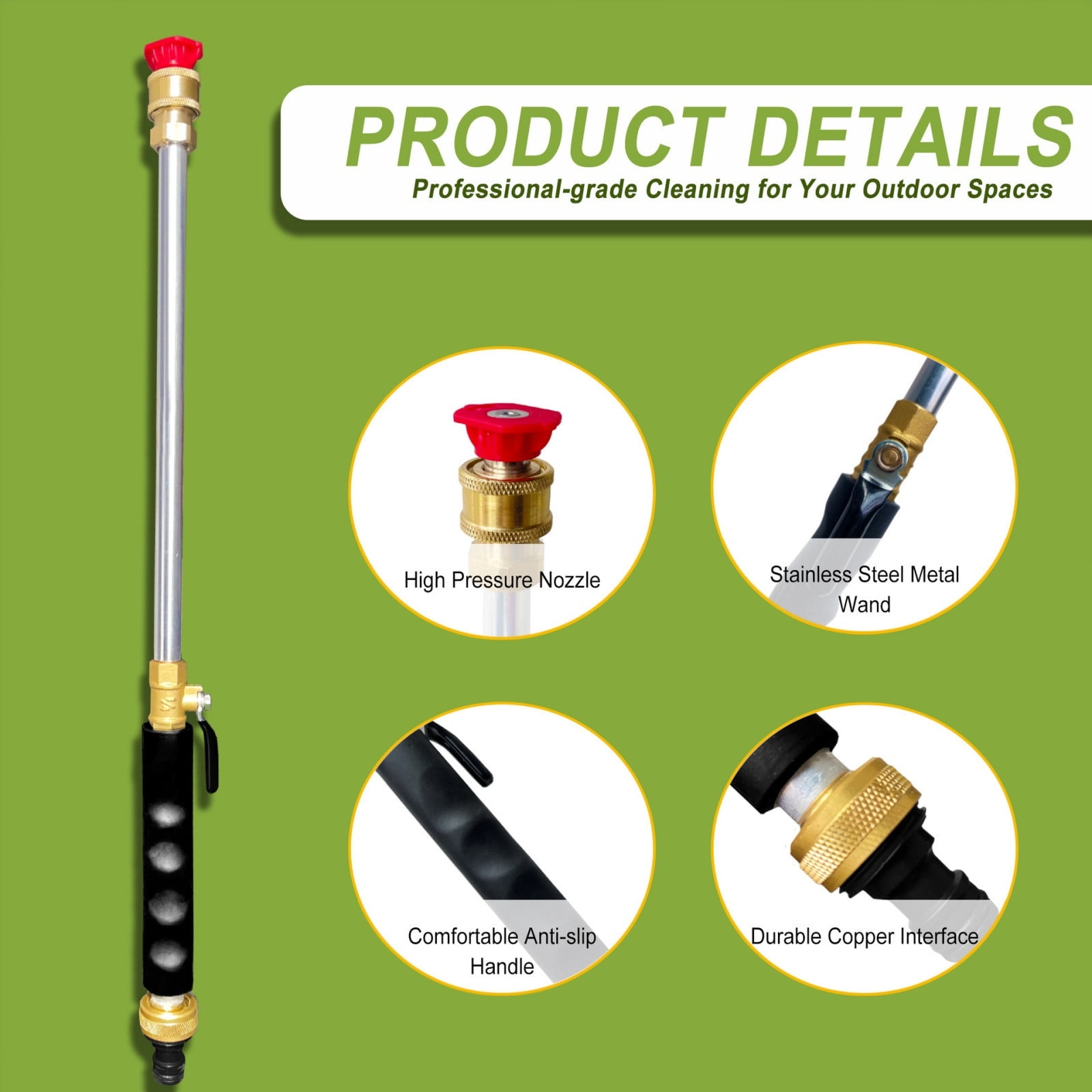 COM1950s High Pressure Water Gun,Garden Hose Nozzle Spray Gun for Watering Plants,Irrigation and Car Washing,Ergonomic Trigger Handle High-Pressure Sprayer for Outdoor Cleaning and Gardening