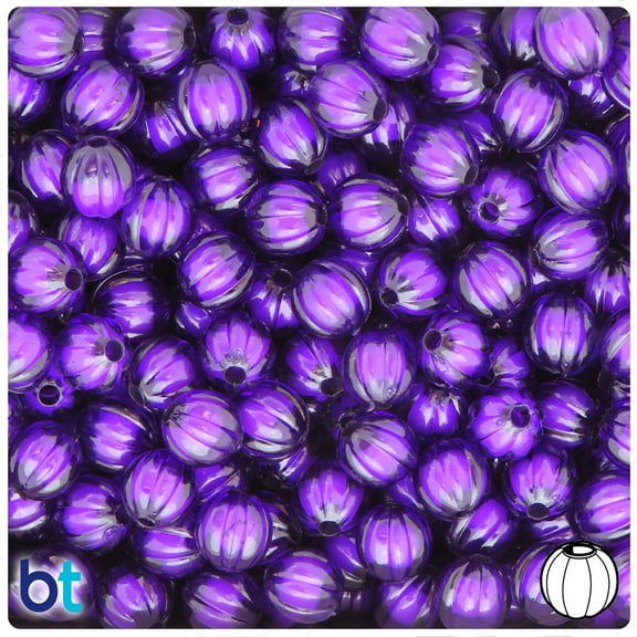BeadTin Dark Purple Transparent 10mm Melon Plastic Bead in Beads (100pcs)