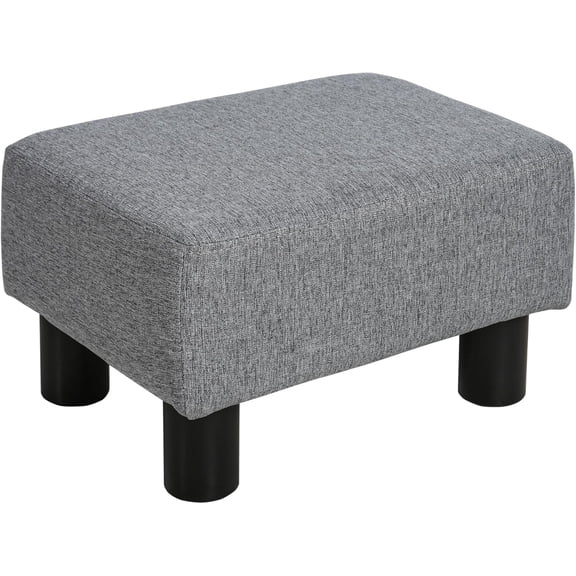 LEHOME Ottoman Foot Rest, Small Foot Stool with Linen Fabric Upholstery and Plastic Legs, Cube Ottoman for Living Room, Gray