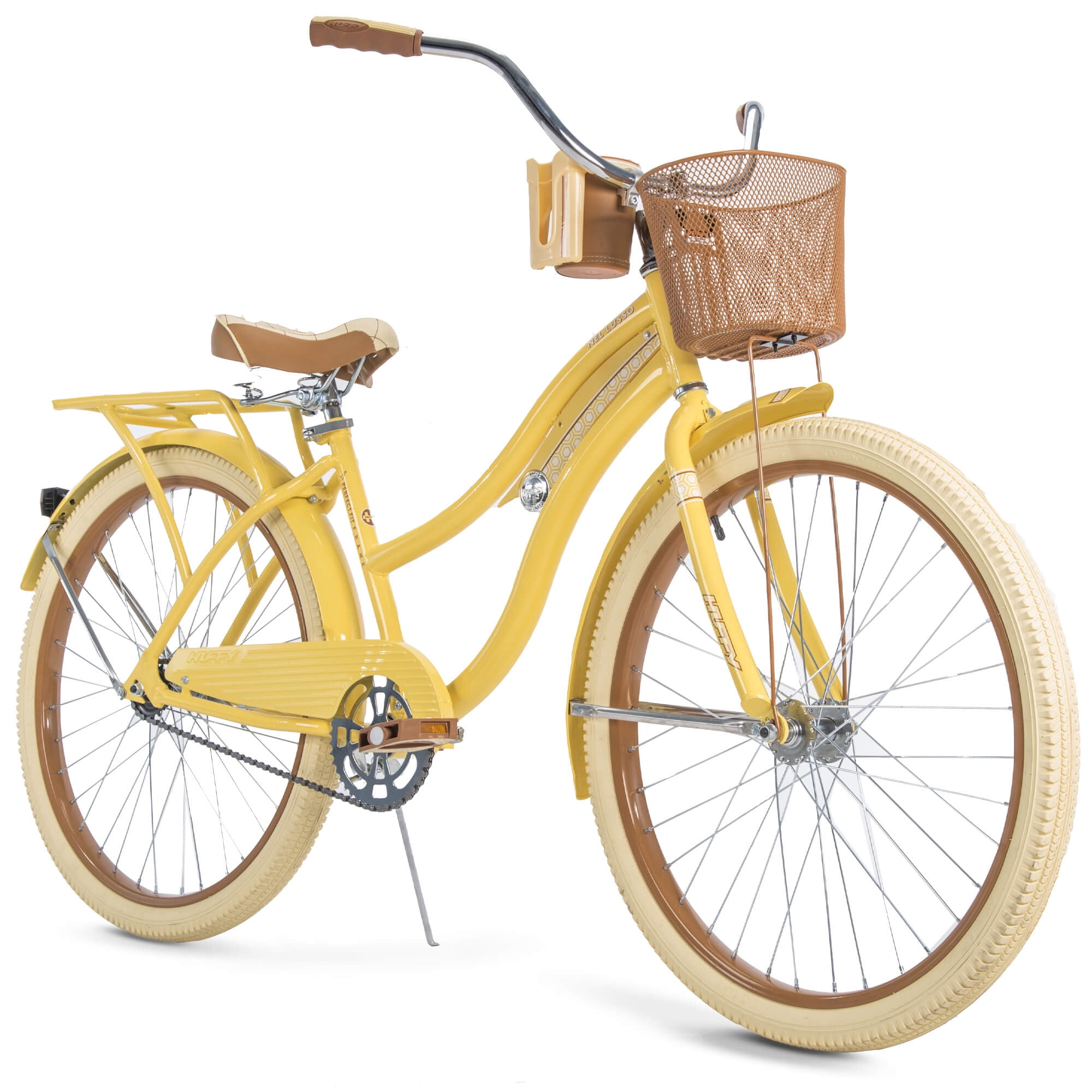 Yellow Huffy 26" Nel Lusso Women's Cruiser Bike with Perfect Fit Frame