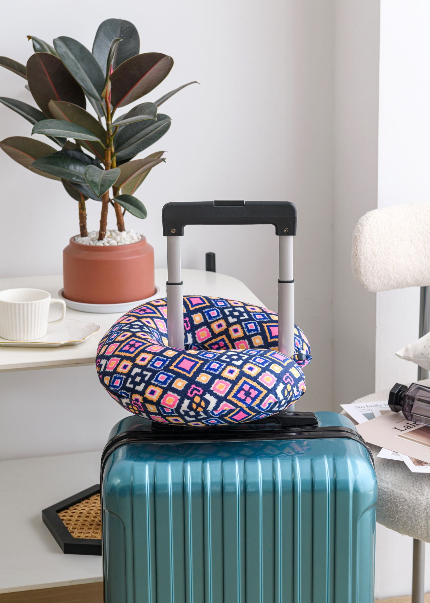 Dream Theory® 2-Piece Travel Set - Memory Foam Travel Neck Pillow and Eye Mask, Tribal Diamonds