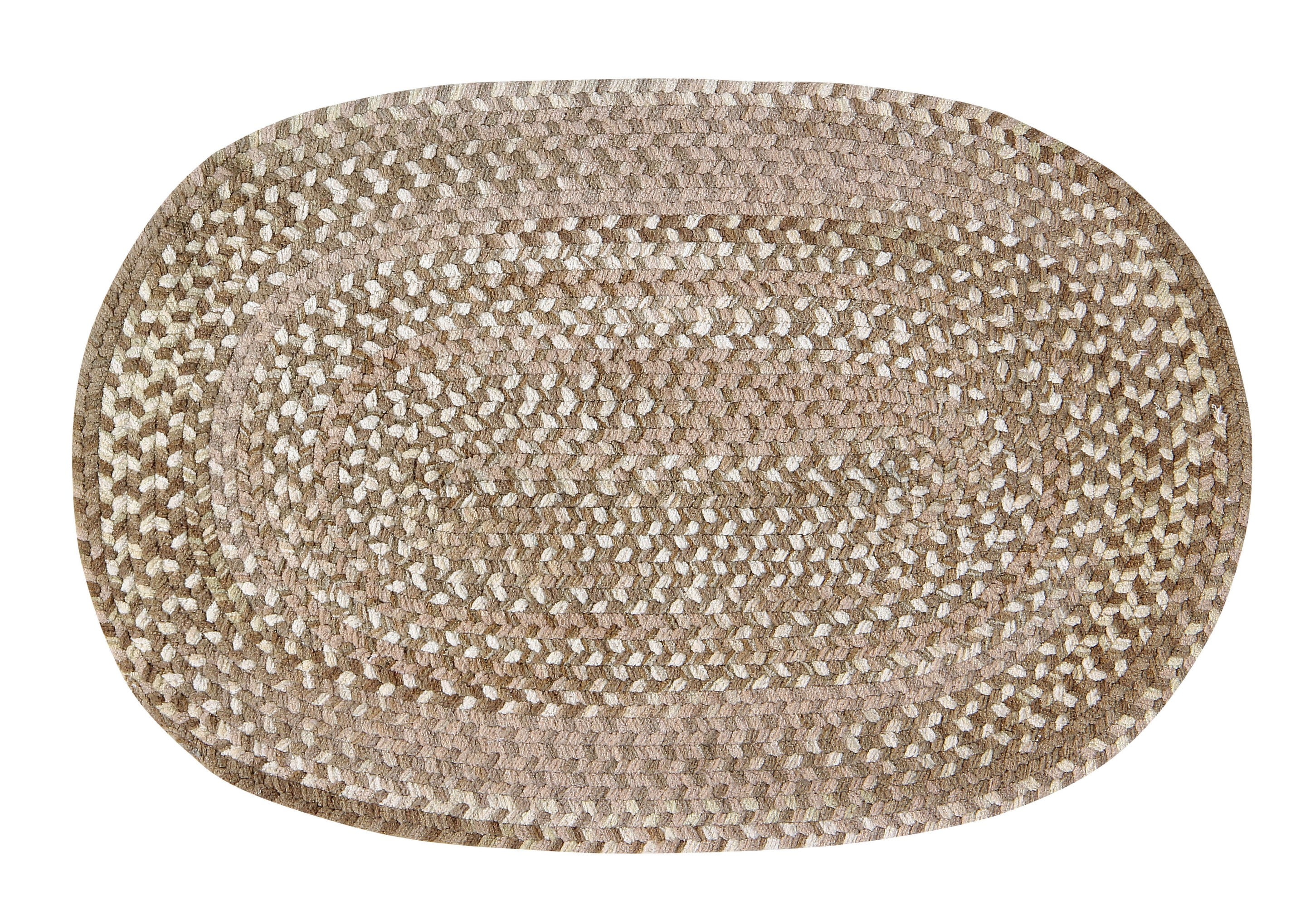 Better Trends Oval Braided Rug 8' x 10' 100% Cotton Rug for Indoor Use, Area Rug for Bedroom Ombre Chenille Collection - (Beige)