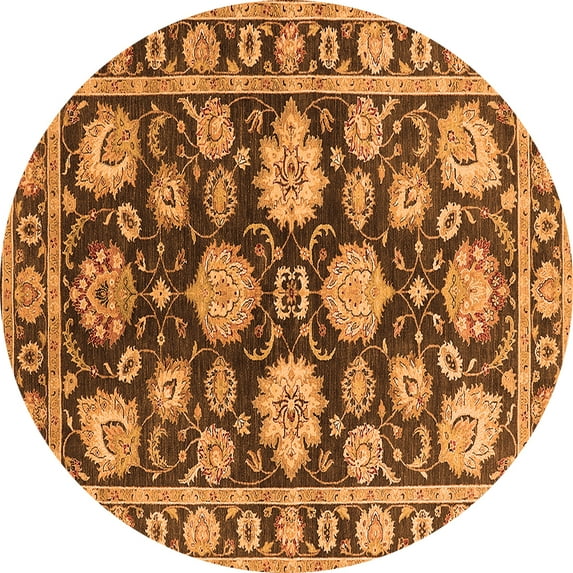 Ahgly Company Indoor Round Oriental Orange Traditional Area Rugs, 6' Round